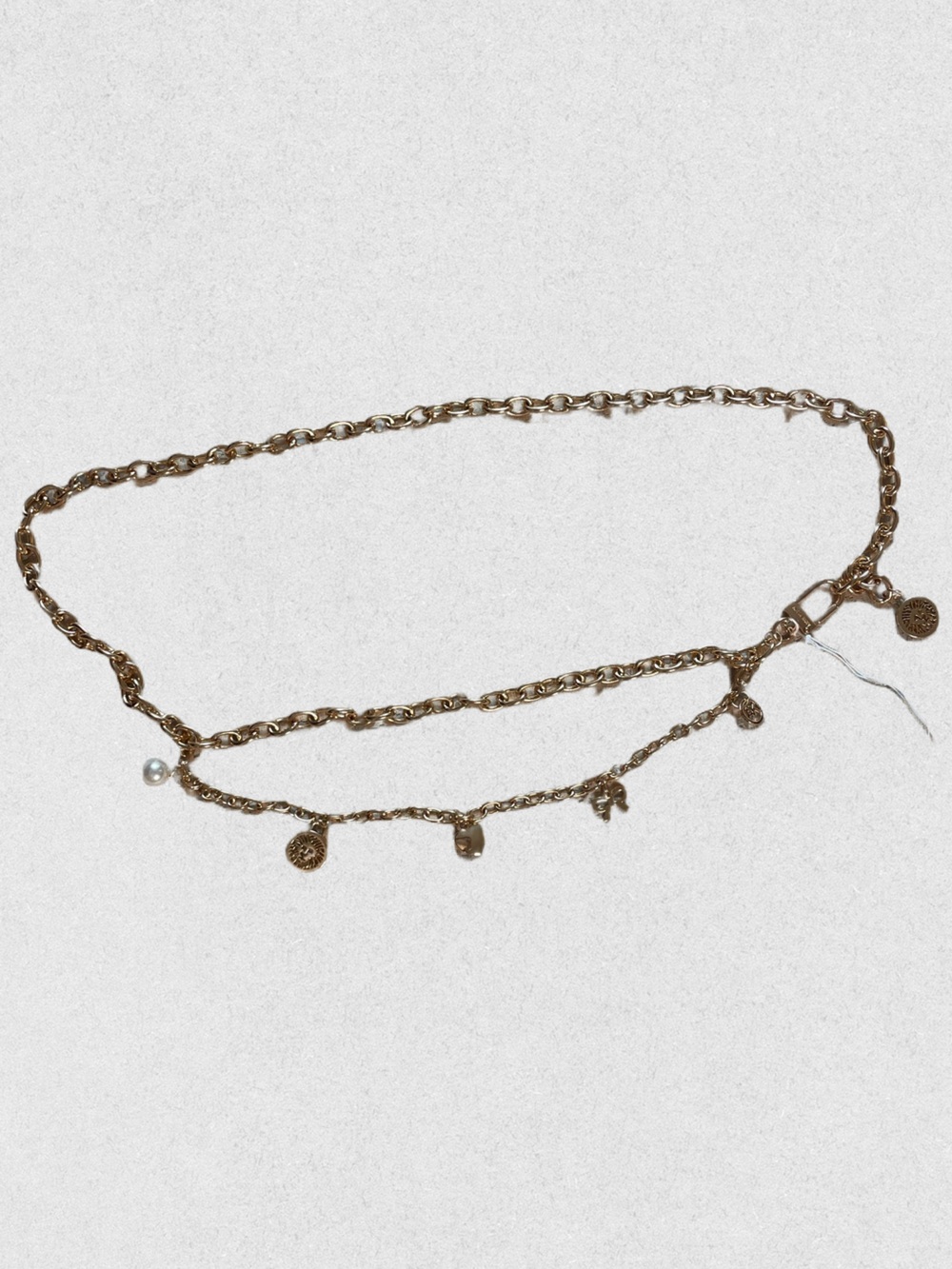 Vintage Ann Klein Gold-Tone Double Chain Charm Belt Necklace - Women Jewelry
